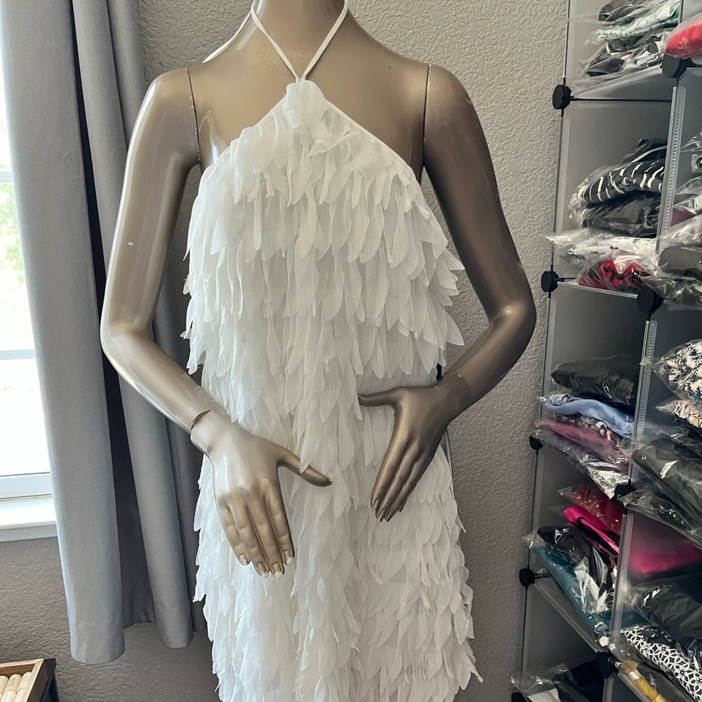 Aidan Mattox Trapeze Fringe Cocktail Dress